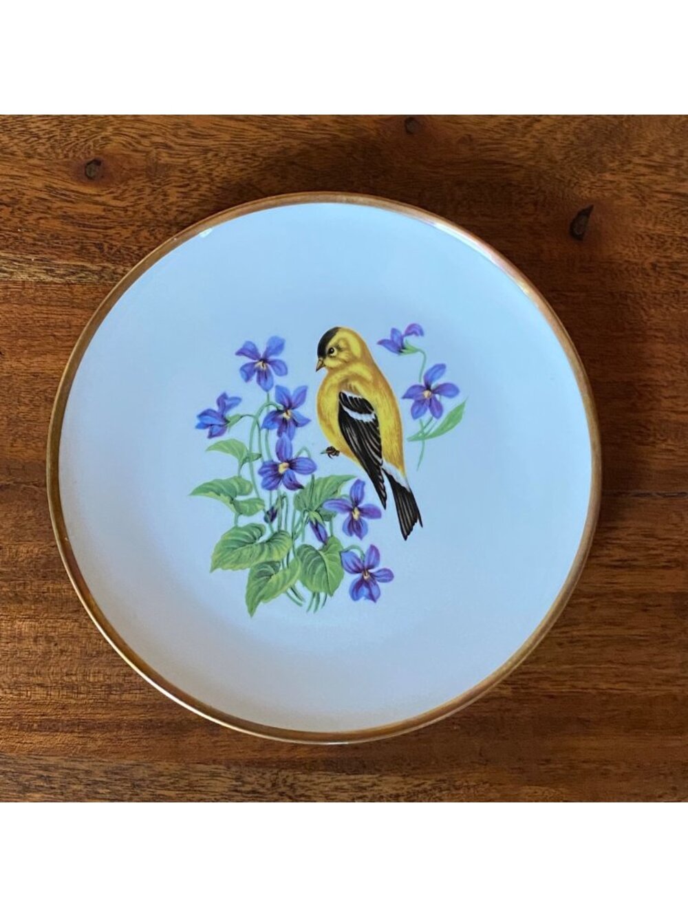 Schumann Bavaria Goldfinch & Violets Decorative Plate 8" Porcelain Handcrafted